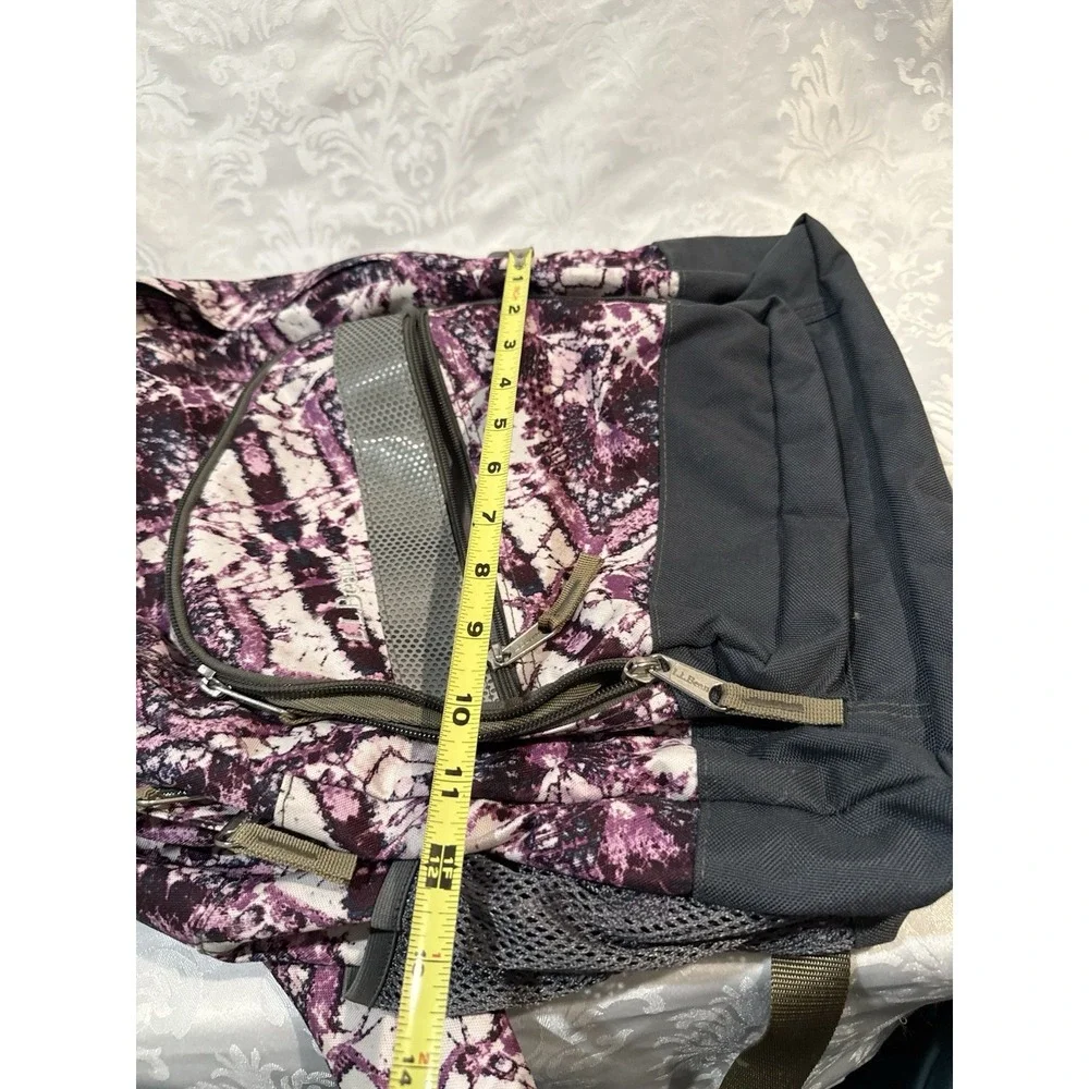 L.L. Bean Deluxe Book Pack Backpack Multi Purple Abstract Print Bag Travel